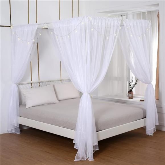 Princess Canopy Bed Curtains Bed Canopy Curtains with Lights for Queen Size - Picture 1 of 7